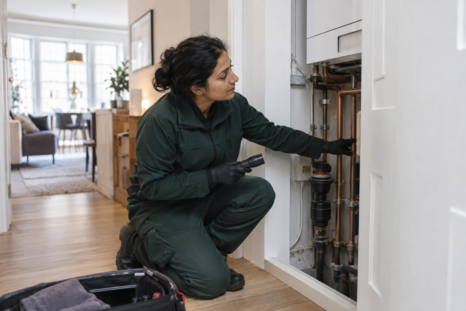 Technician preparing for a pest inspection
