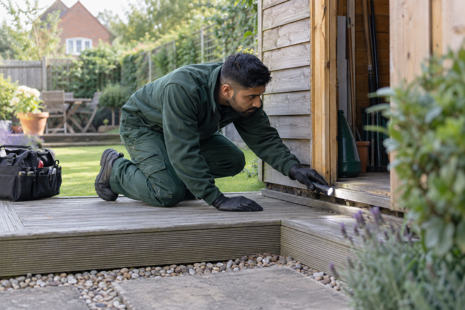 Ilford pest control technician during evidence-led inspection